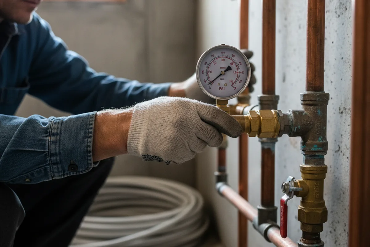 Pressure testing a repaired line during Water Line Repair in Overton